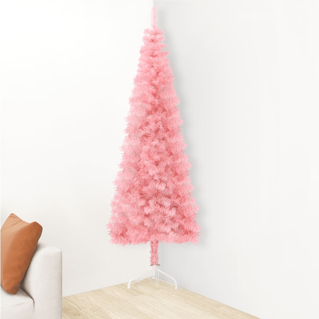 Slim Fake Half Christmas Tree Pink PVC Slim Decorative Inlays