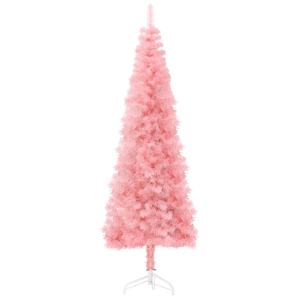 Slim Fake Half Christmas Tree Pink PVC Slim Decorative Inlays