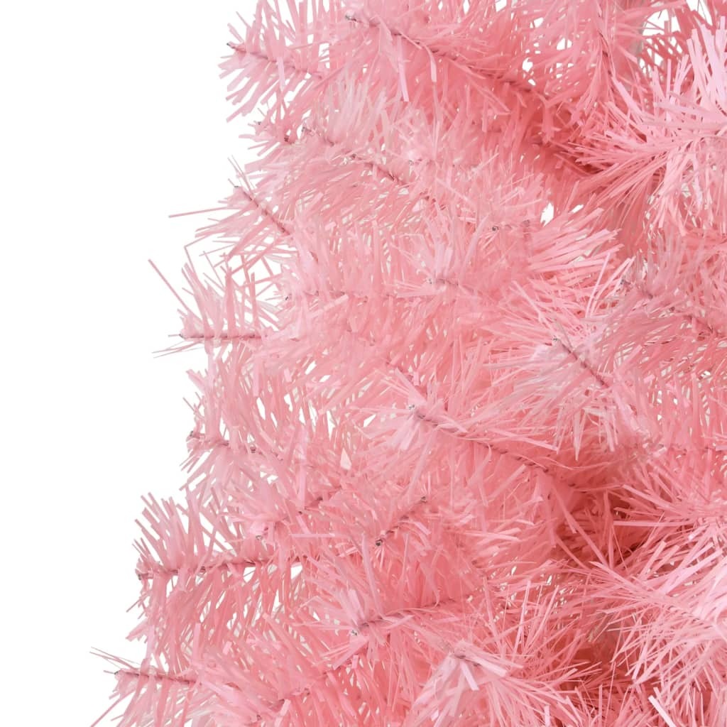 Slim Fake Half Christmas Tree Pink PVC Slim Decorative Inlays