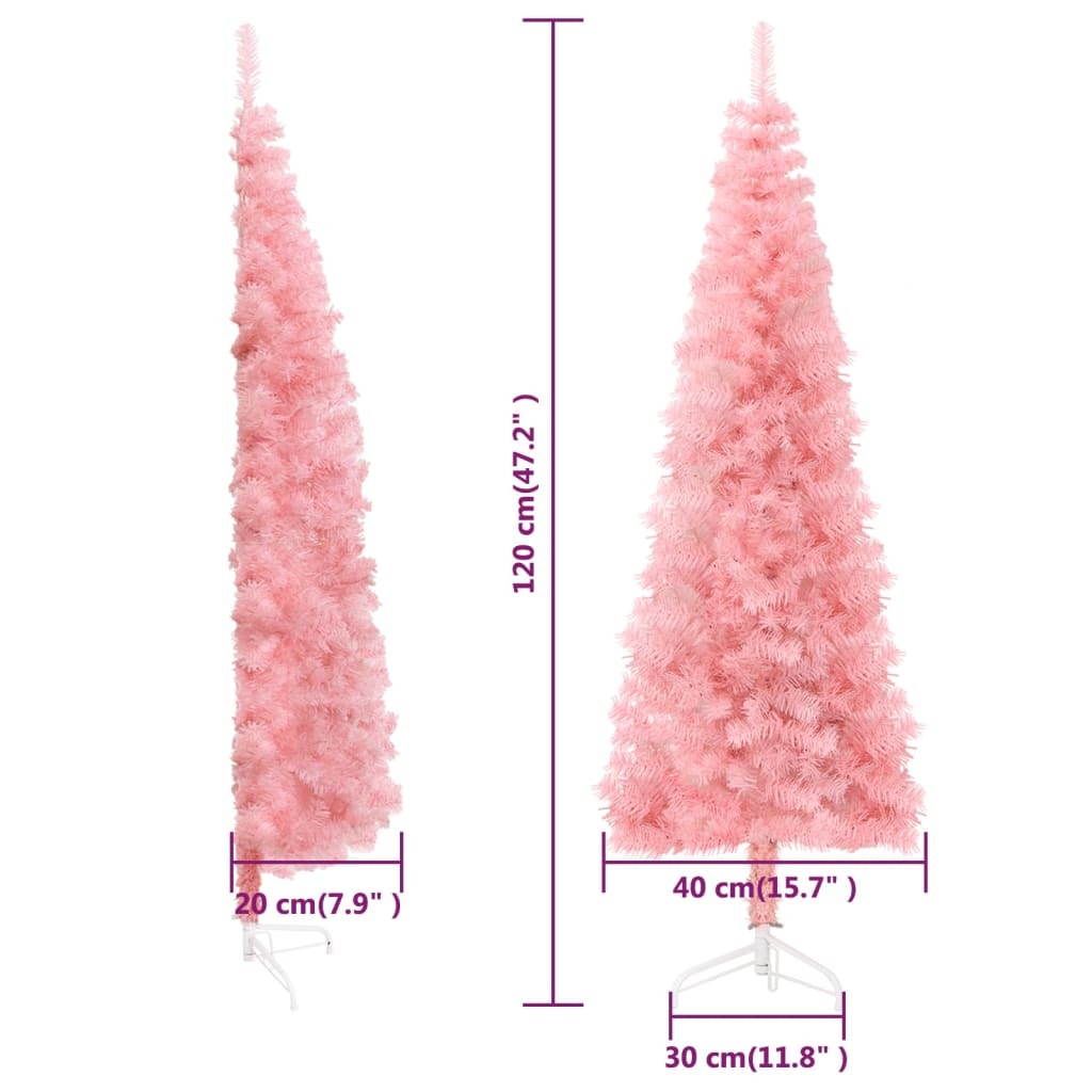 Slim Fake Half Christmas Tree Pink PVC Slim Decorative Inlays