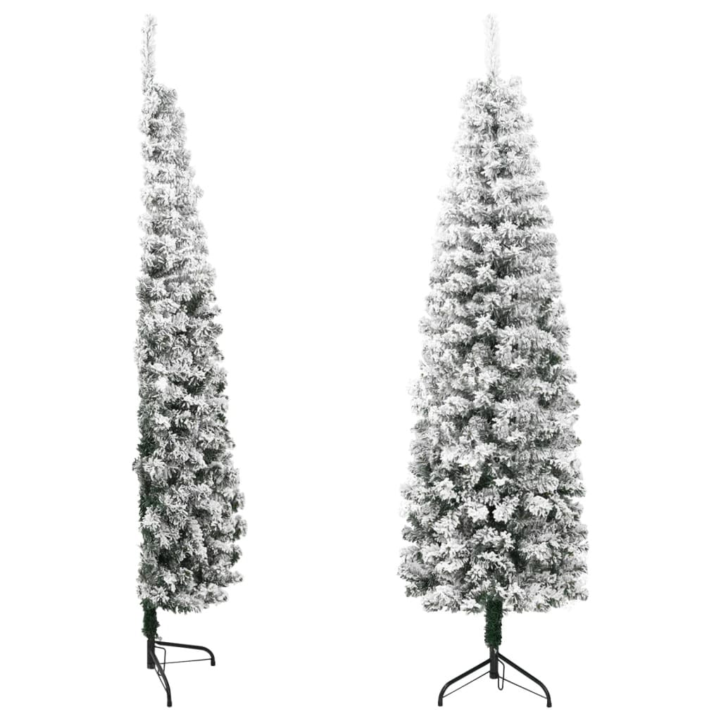 Slim Artificial Half Christmas Tree Green and white PVC, Steel