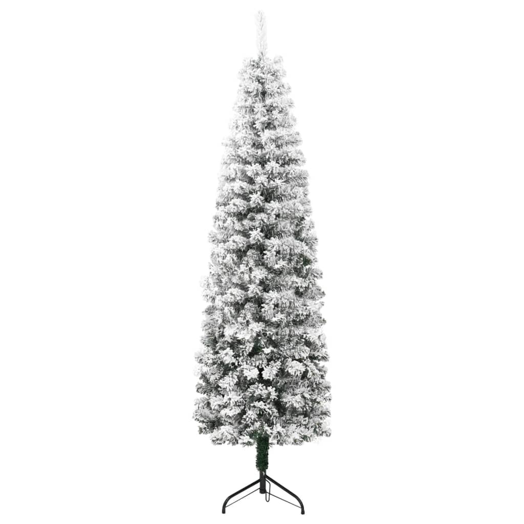 Slim Artificial Half Christmas Tree Green and white PVC, Steel