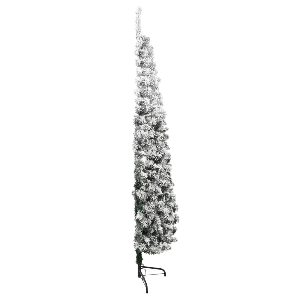 Slim Artificial Half Christmas Tree Green and white PVC, Steel