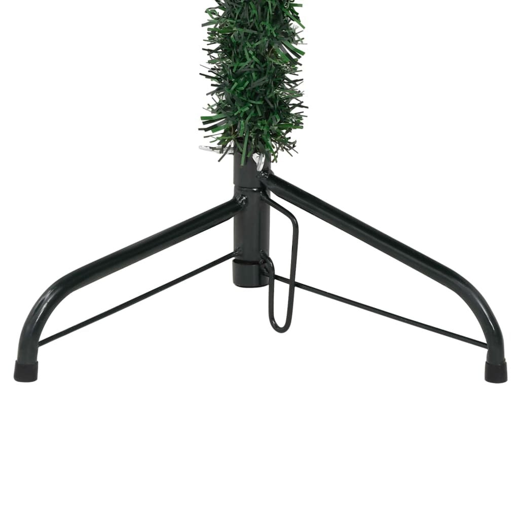 Slim Artificial Half Christmas Tree Green and white PVC, Steel