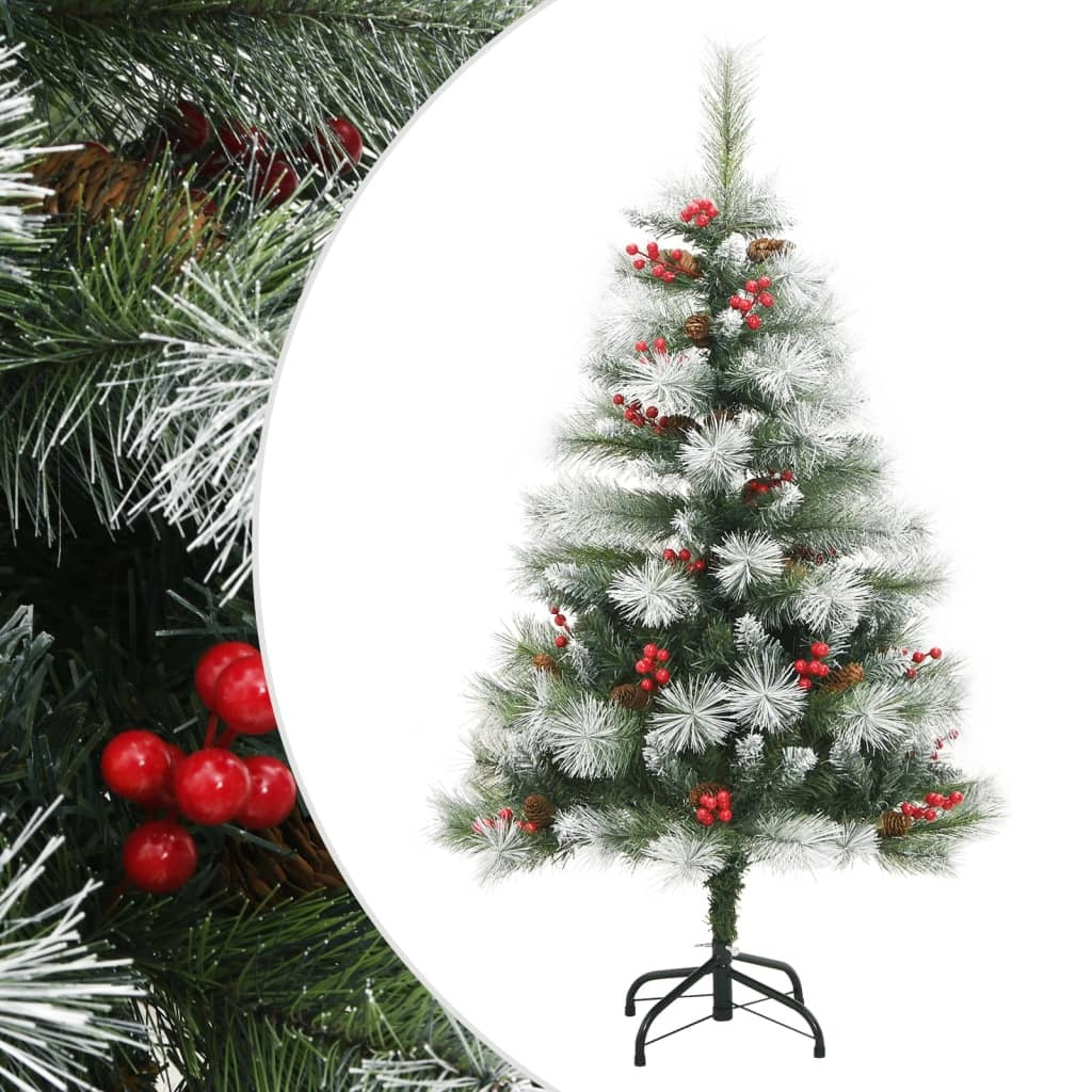 Artificial Hinged Christmas Tree Green and White PVC and Metal
