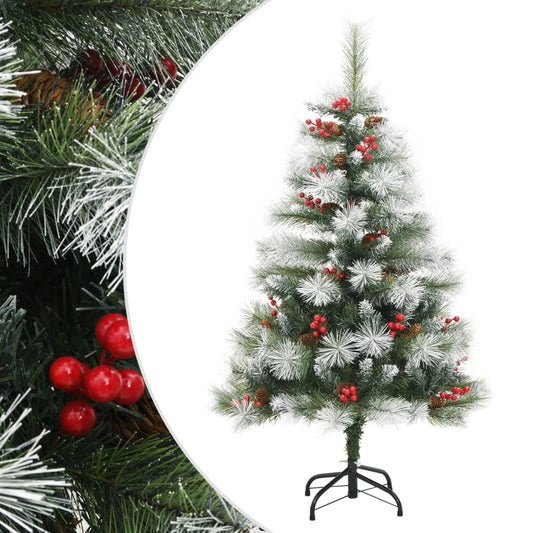 Artificial Hinged Christmas Tree Green and White PVC and Metal