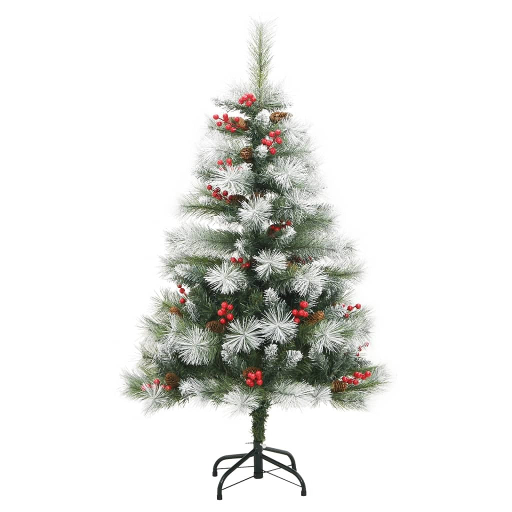 Artificial Hinged Christmas Tree Green and White PVC and Metal