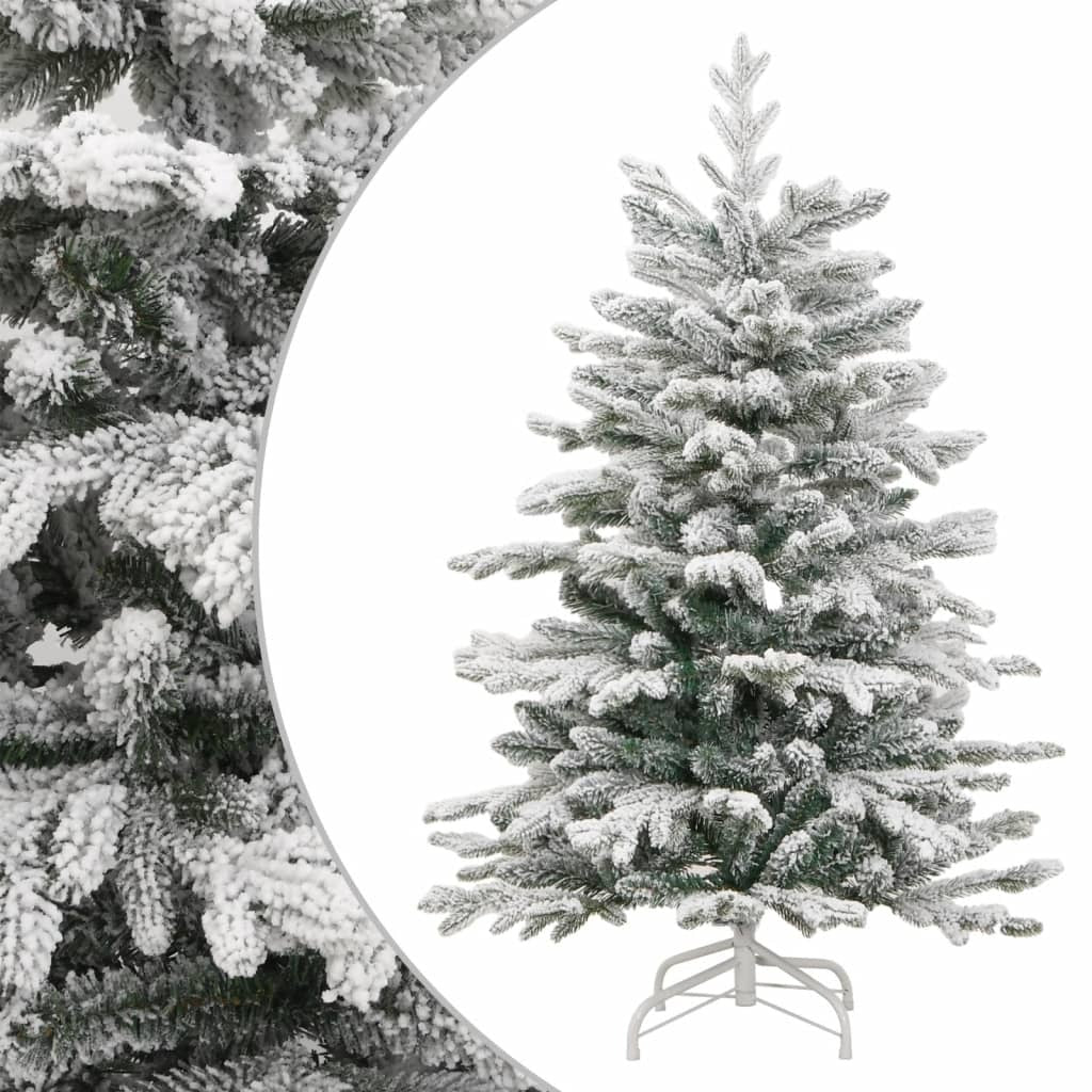 5.9 ft Artificial Hinged Christmas Tree Green and White PVC, PE, Iron