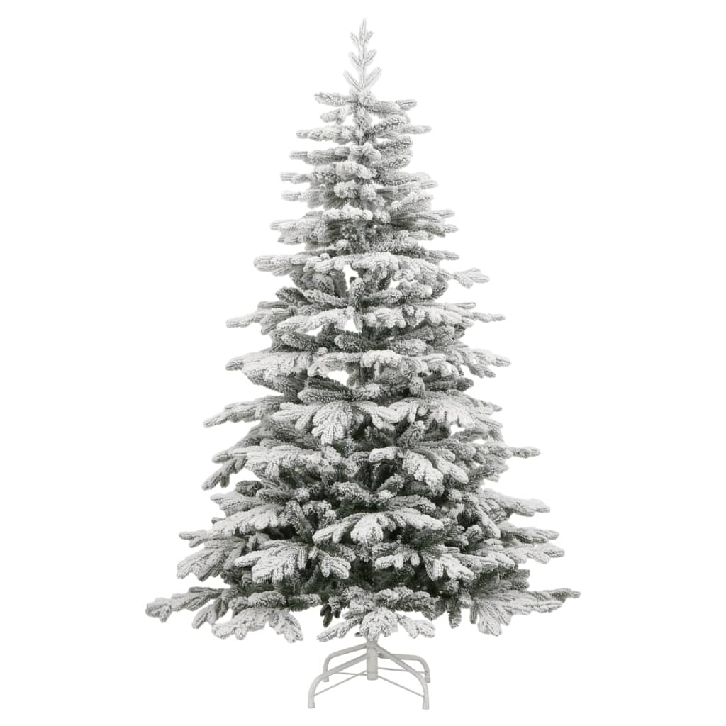 5.9 ft Artificial Hinged Christmas Tree Green and White PVC, PE, Iron