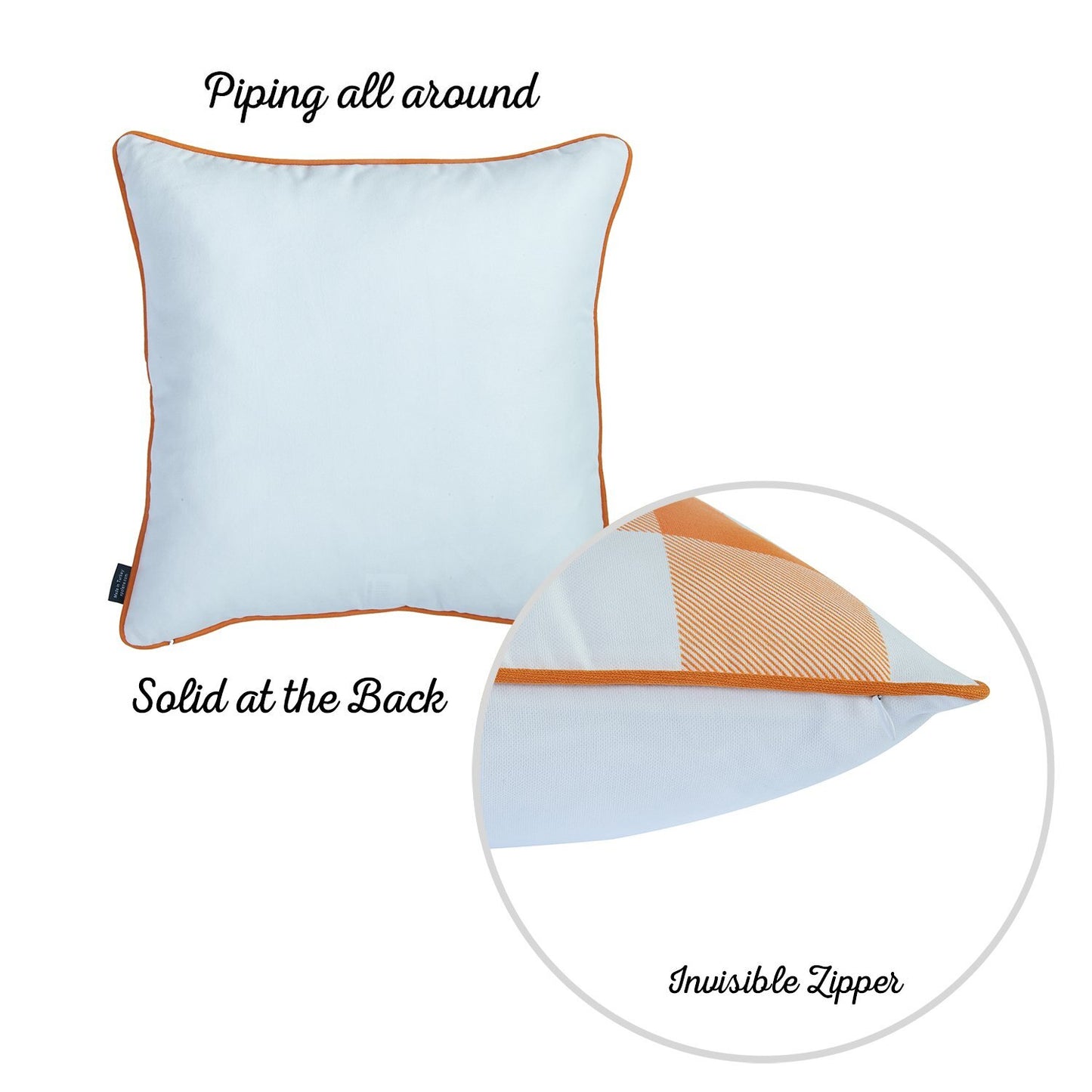 Set Of 2 18"  Fall Season Pumpkin Gingham Throw Pillow Cover