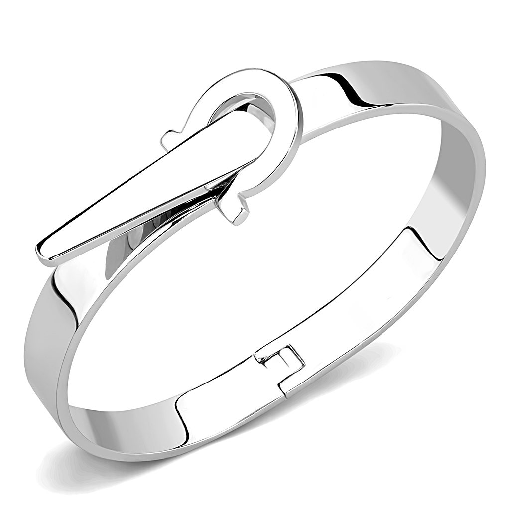 Rhodium Brass Bangle with No Stone