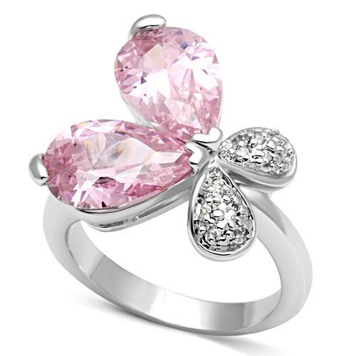 Rhodium Brass Ring with AAA Grade CZ in Rose