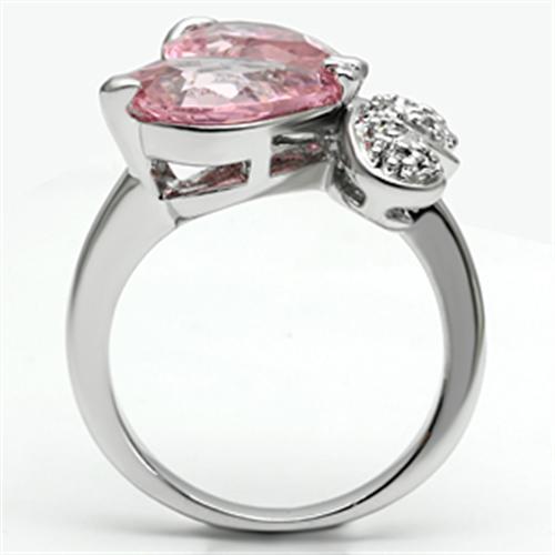 Rhodium Brass Ring with AAA Grade CZ in Rose