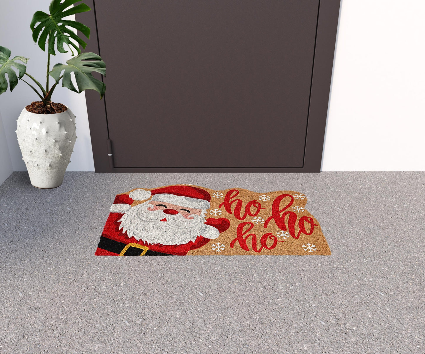 18" X 30" Beige and Red Coir Snowflake Outdoor Christmas Door Mat