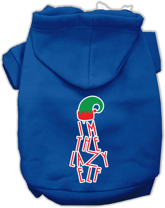 Lazy Elf Screen Print Pet Hoodie Blue XS
