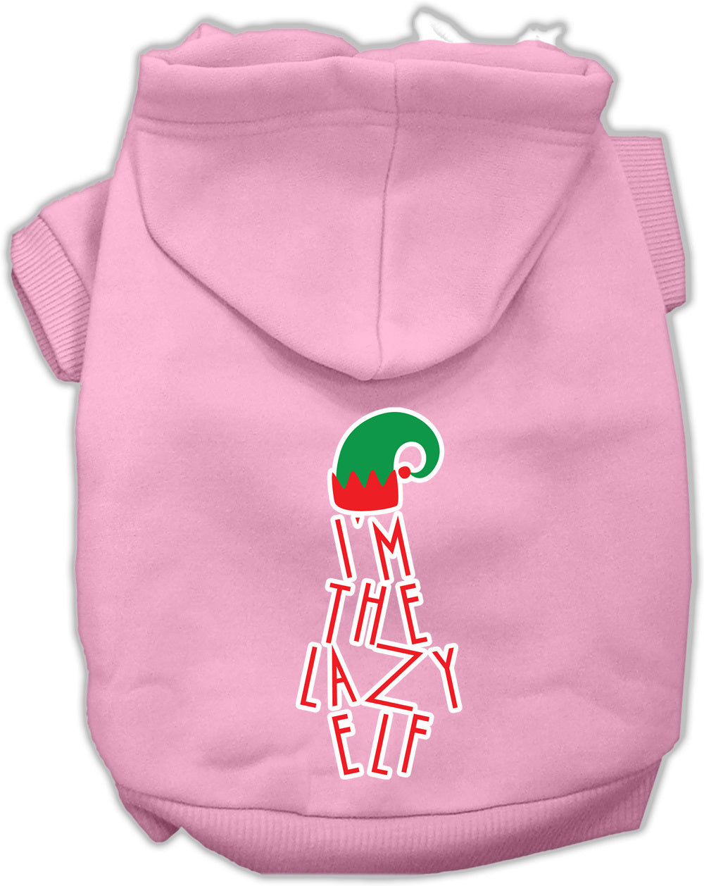 Lazy Elf Screen Print Pet Hoodie Light Pink XS