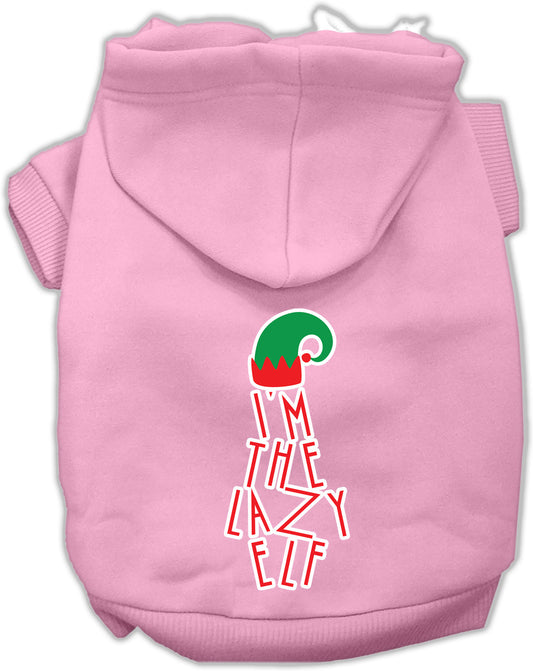Lazy Elf Screen Print Pet Hoodie Light Pink XXXL