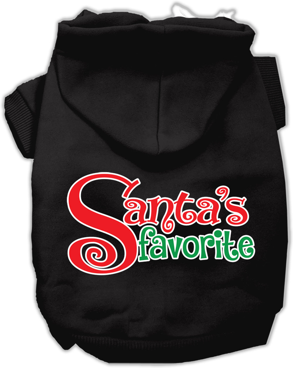 Santa's Favorite Screen Print Pet Hoodie Black Sm