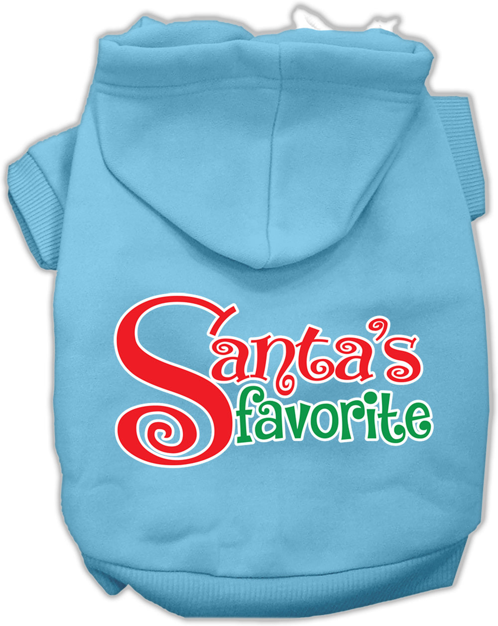 Santa's Favorite Screen Print Pet Hoodie Baby Blue XS