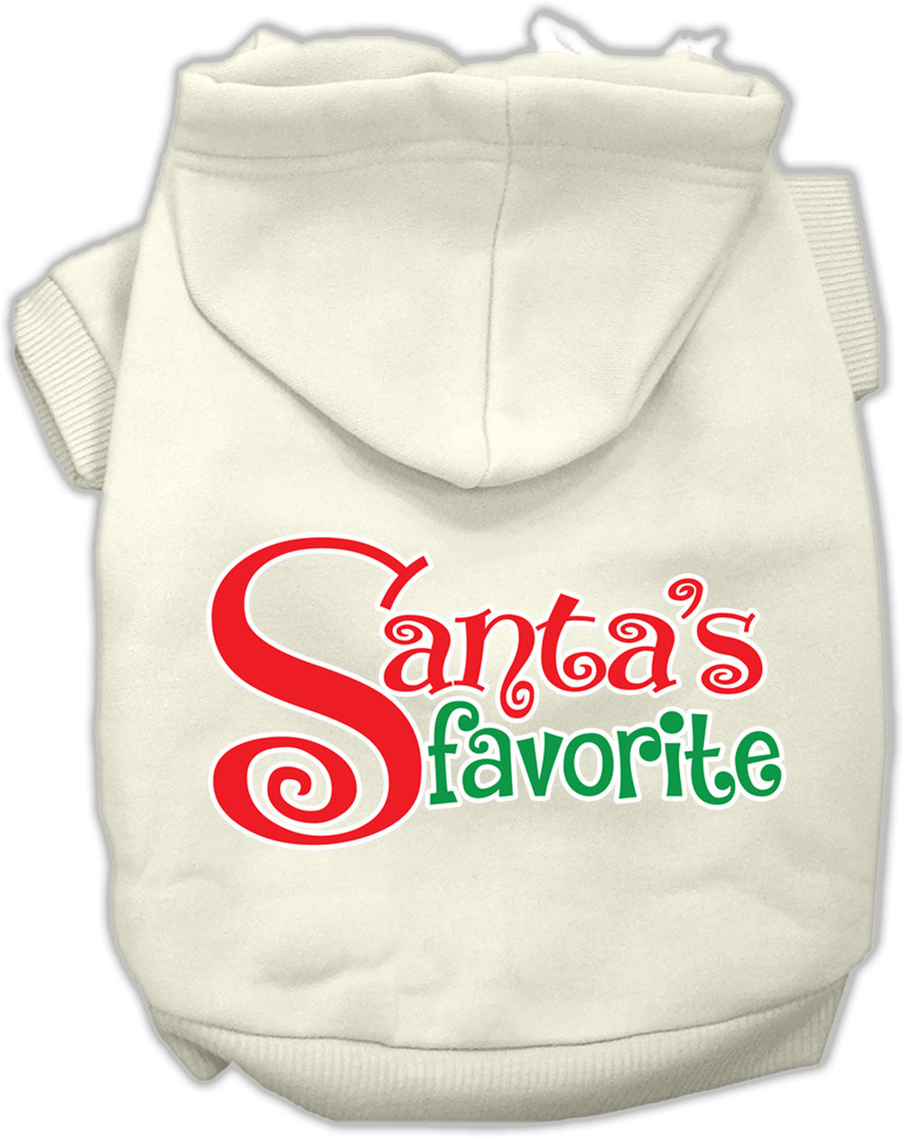 Santa's Favorite Screen Print Pet Hoodie Cream XS