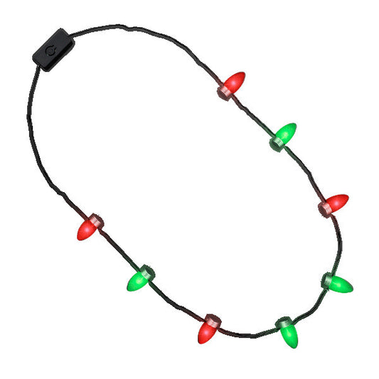 Red and Green Flashing Wearable Christmas Lights Necklace