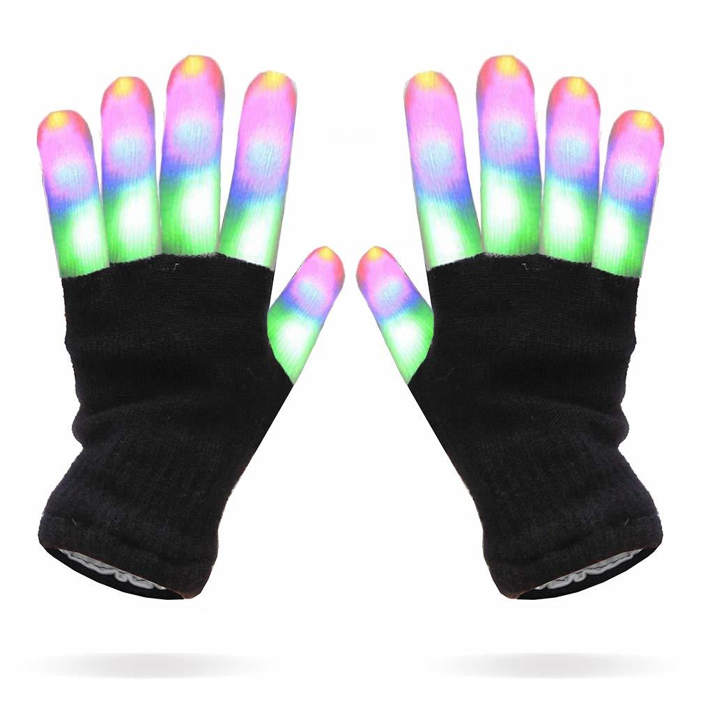 Multicolor Stripes LEDs Black Gloves