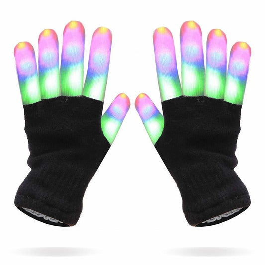 Multicolor Stripes LEDs Black Gloves