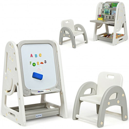 2-in-1 Kids Easel Desk Chair Set