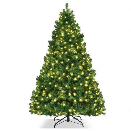 7.5 Feet PVC Artificial Christmas Tree with LED Lights-7.5 ft - Color: Green - Size: 7.5 ft