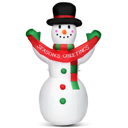 6 Feet Inflatable Christmas Snowman with LED Lights Blow Up Outdoor Yard Decoration - Color: White - Size: 6 ft
