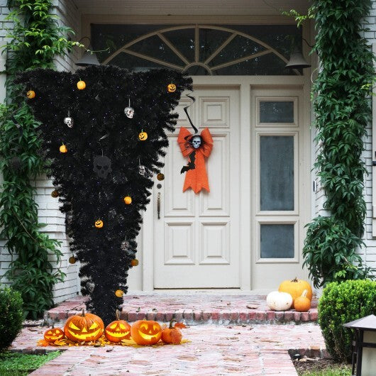 6 Feet Upside Down Artificial Christmas Tree with 270 Purple LED lights - Color: Black - Size: 6 ft