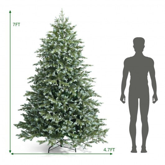 7 Feet Artificial Christmas Tree with 1260 Mixed PE and PVC Tips - Color: Green - Size: 7 ft