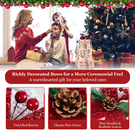 Set of 3 Christmas Lighted Gift Boxes Decorations with Red Bowknots - Color: Red & White