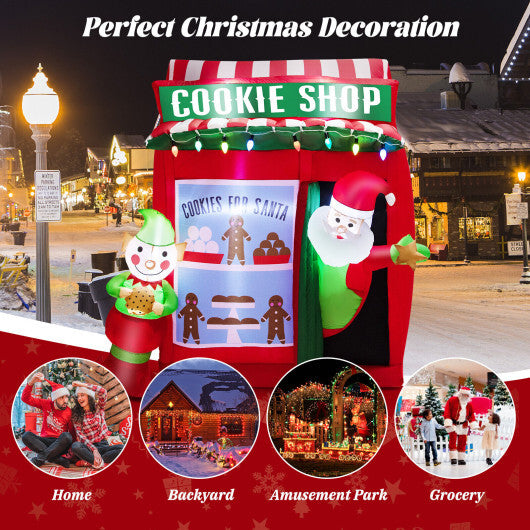 6.3 Feet Inflatable Gingerbread Cookie Shop with Santa Claus - Color: Red