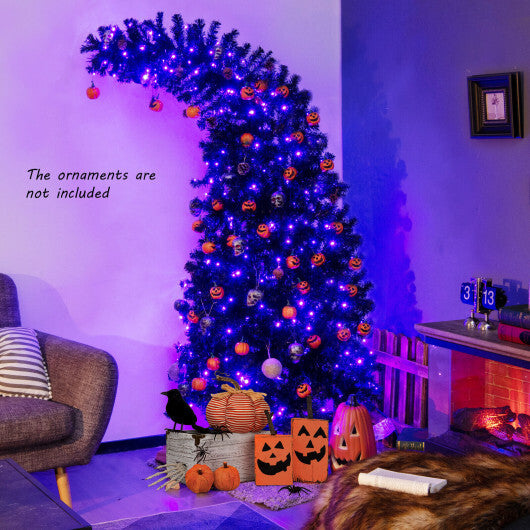 7 Feet Pre-Lit Black Halloween Tree with 8 Flash Modes and 400 Lights - Color: Black - Size: 7 ft