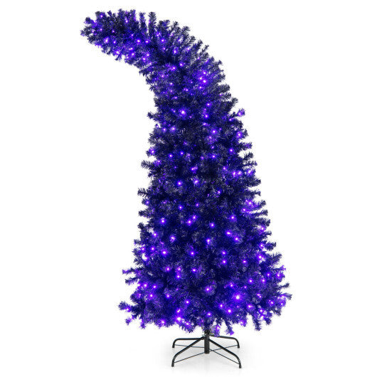 7 Feet Pre-Lit Black Halloween Tree with 8 Flash Modes and 400 Lights - Color: Black - Size: 7 ft