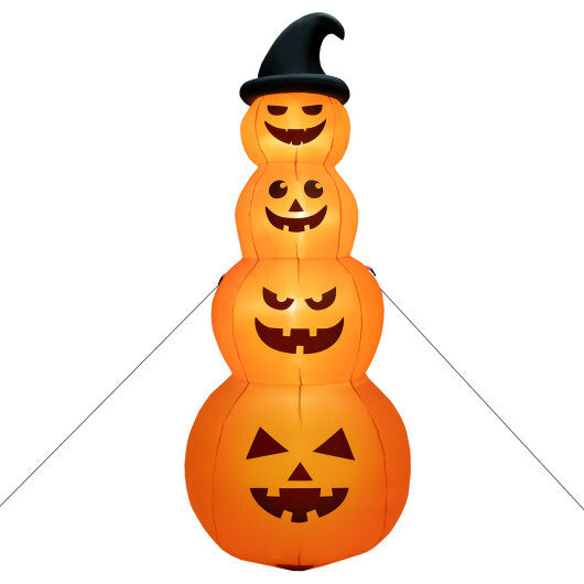 8 Feet Inflatable Halloween Pumpkins Stack with Built-in LED Lights - Color: Orange