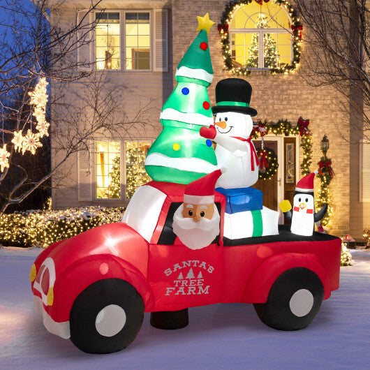 8 Feet Wide Inflatable Santa Claus Driving a Car with LED and Air Blower - Color: Multicolor