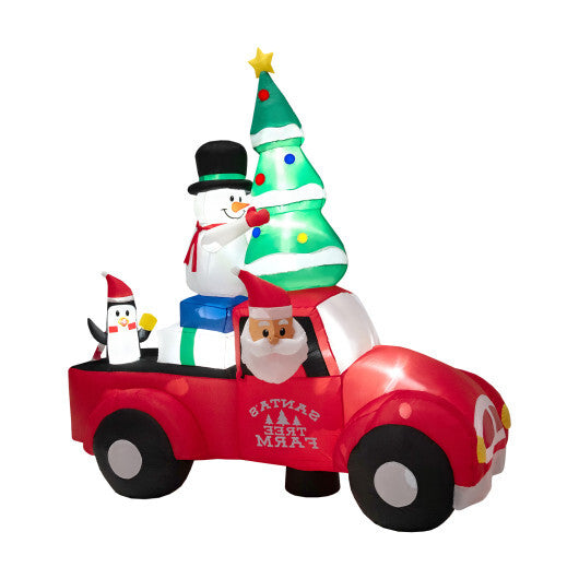 8 Feet Wide Inflatable Santa Claus Driving a Car with LED and Air Blower - Color: Multicolor