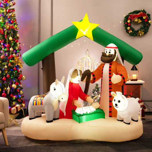 6.7 Feet Christmas Inflatable Nativity Scene with LED Lights - Color: Multicolor
