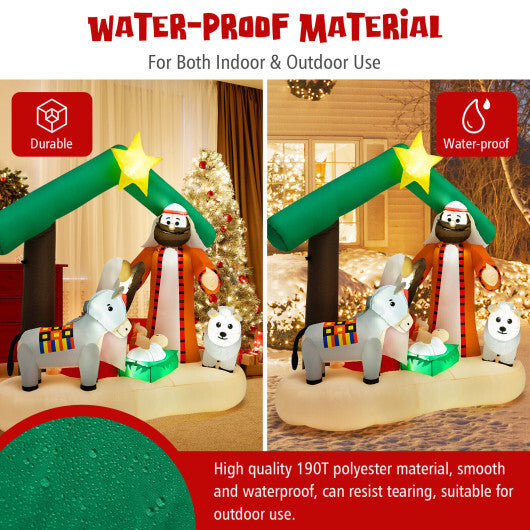 6.7 Feet Christmas Inflatable Nativity Scene with LED Lights - Color: Multicolor
