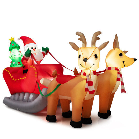 7.2 Feet Long Christmas Inflatable Santa Rides Sled with LED Lights - Color: Multicolor