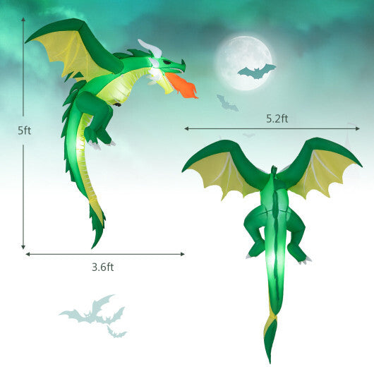 5 Feet Hanging Halloween Inflatable Dragon - Size: 5 ft