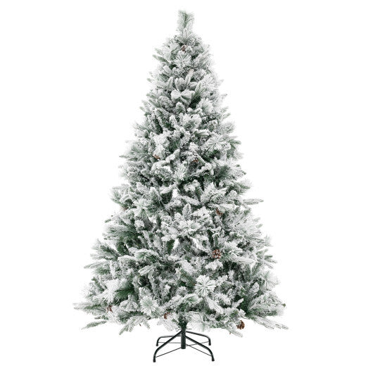 4.5/6/7 Feet Artificial Xmas Tree with Pine Needles and LED Lights-6 ft - Color: Green - Size: 6 ft