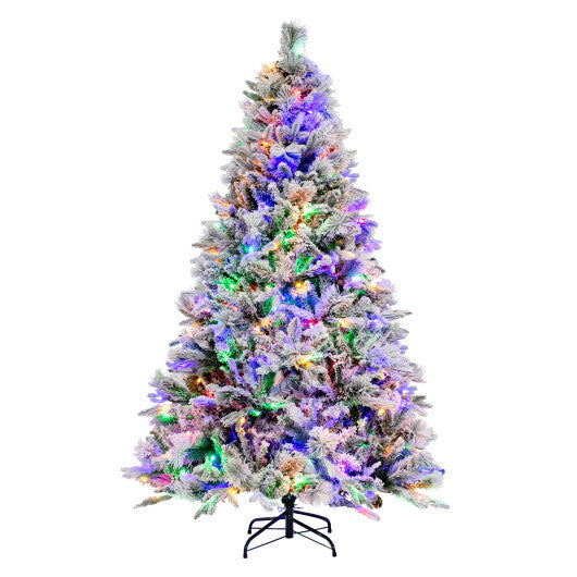 4.5/6/7 Feet Artificial Xmas Tree with Pine Needles and LED Lights-6 ft - Color: Green - Size: 6 ft