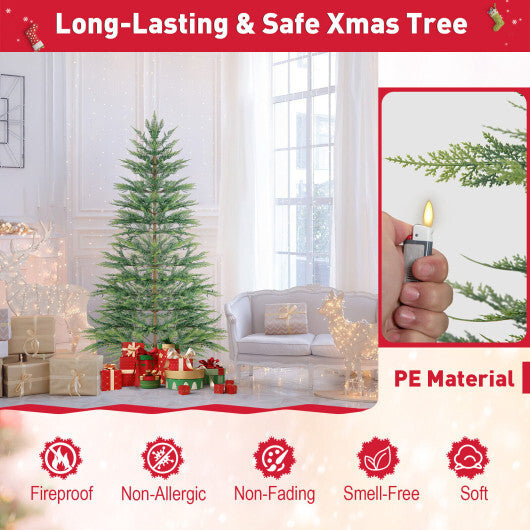 6.5/7.5 Feet Artificial Cypress Christmas Tree Pre-lit Hinged-6.5 ft - Color: Green - Size: 7.5 ft