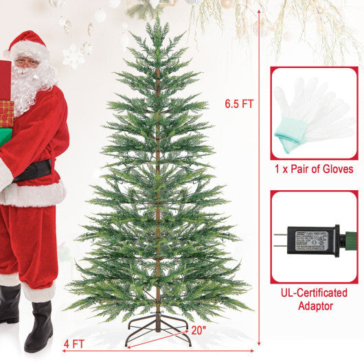 6.5/7.5 Feet Artificial Cypress Christmas Tree Pre-lit Hinged-6.5 ft - Color: Green - Size: 7.5 ft