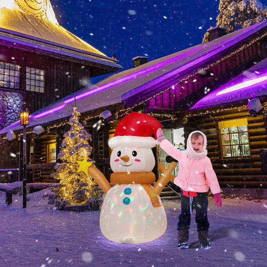 4 Feet Inflatable Christmas Snowman with 360 Rotating Colorful LED Light - Color: Multicolor