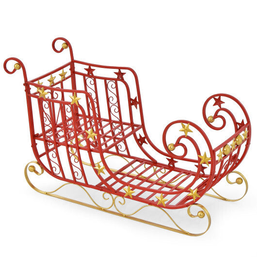 Metal Christmas Santa Sleigh with Large Cargo Area for Gifts - Color: Red