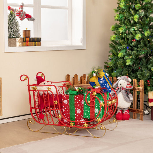 Metal Christmas Santa Sleigh with Large Cargo Area for Gifts - Color: Red